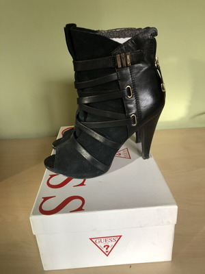 Guess women's leather high heels with open toe, like new, size 39