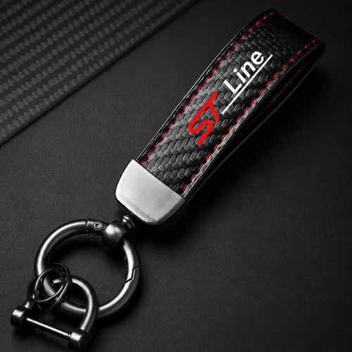Leather Car Keychain ST Line Black Carbon Look new