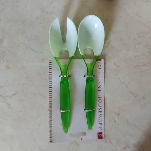 Salad spoon in green and white, 26 cm, new