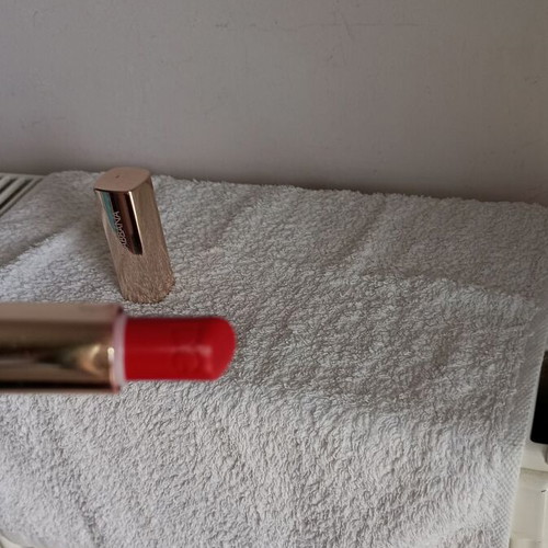 Dolce and Gabbana lipstick used, intense red shade