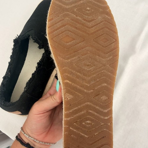 Toms wedge black ladies shoes size 37.5 espadrilles