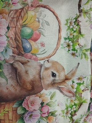 Easter placemats new, set of 4 canvas with bunny and basket design