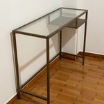 VITTSJÖ glass desk IKEA, gold spray painted