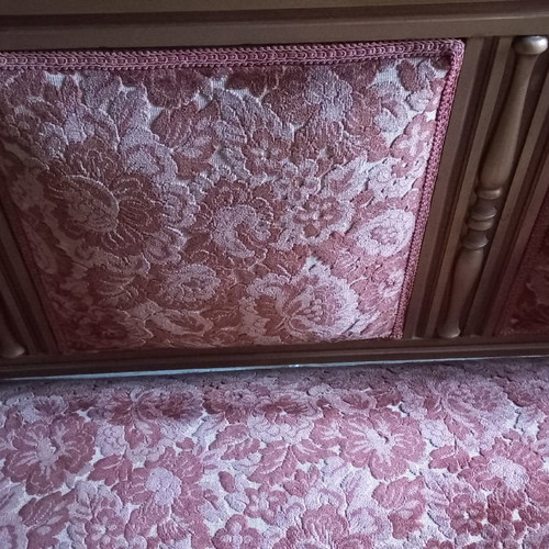 Sofa with 2 armchairs and table used, one armchair needs repair