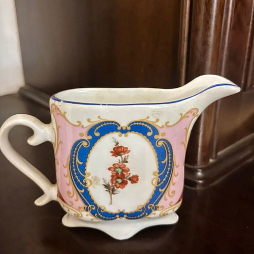 Limoge porcelain milk jug used, hand-painted vintage