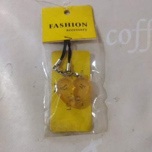 Keychain set for couples new, yellow, 2 pieces