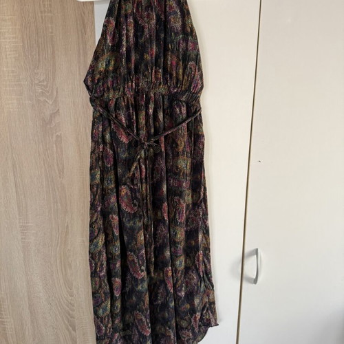 Oysho medium midi dress, colorful, backless with belt
