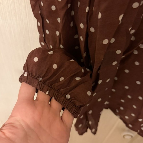 Stradivarius polka dot shirt, brown and white, size S