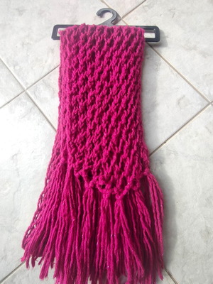 Knitted scarf used color magenta