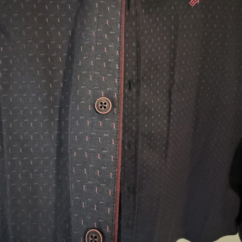 Navy Blue Shirt with Burgundy Details like new, slim fit, size L
