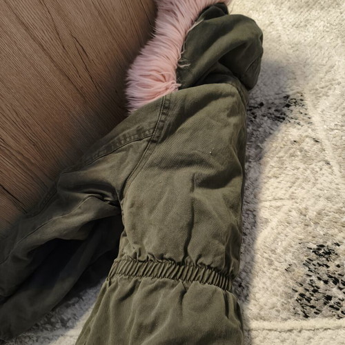 Parka jacket for girl 4 years old used, khaki with pink lining
