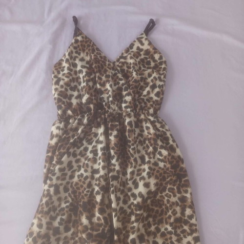 Short brown leopard print combishort