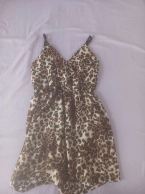 Short brown leopard print combishort