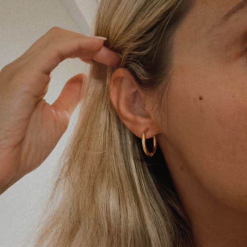 Hoop earrings new, medium size, stainless steel, gold color