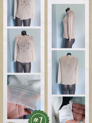 Mesh Decorated Blouse with Open Shoulders, Like New, Sizes M-3XL