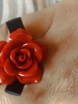Ring red rose handmade like new, size 58