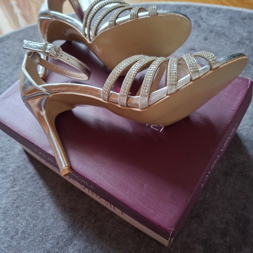 Silver sandals with rhinestones new, heel height 9cm, size 39