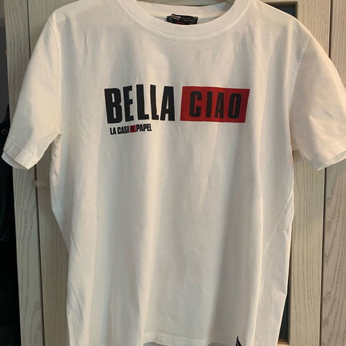 Netflix Pull & Bear short-sleeve men's t-shirt used, size L, white and red