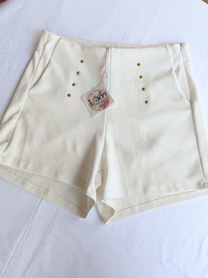 Fashion Ecru Shorts one size with gold stud detail new