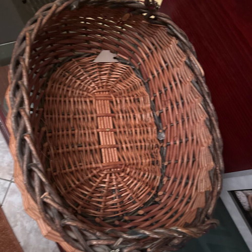 Wicker storage basket used, rustic and practical
