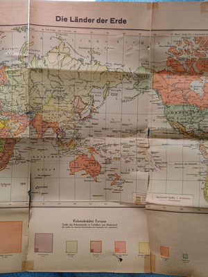Map Die Länder der Erde 1941 used, in German