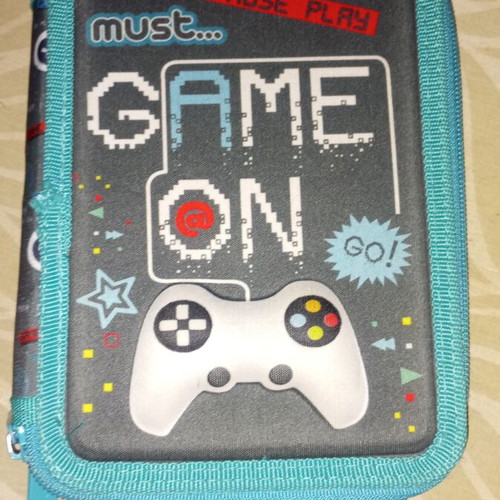 Must pencil case like new with Play Station controller theme and keychain