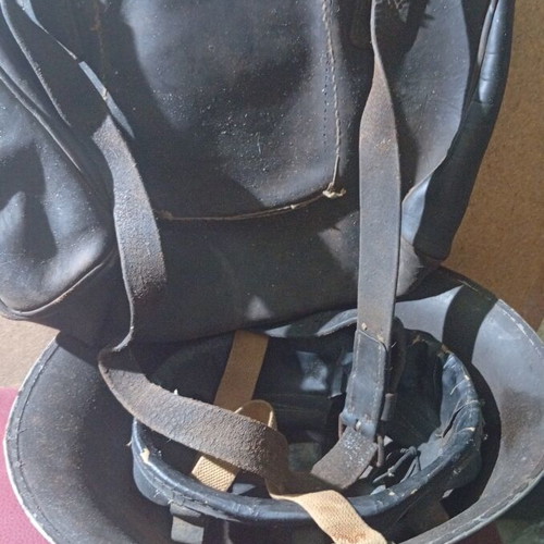 Military bag and helmet used, officer rank