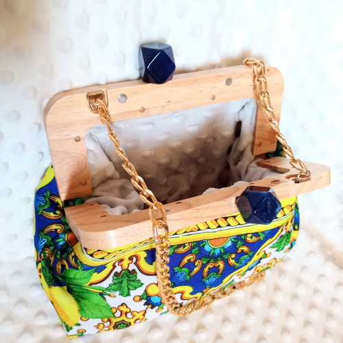 Handmade A To Z Greek shoulder bag two-sided with canvas and mink lining