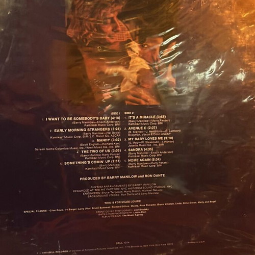 Barry Manilow II vinyl used, Bell Records 1974