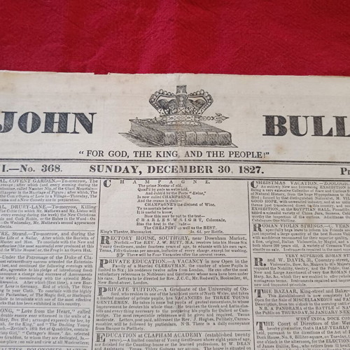 John Bull English Newspaper 1827 like new with Battle of Navarino