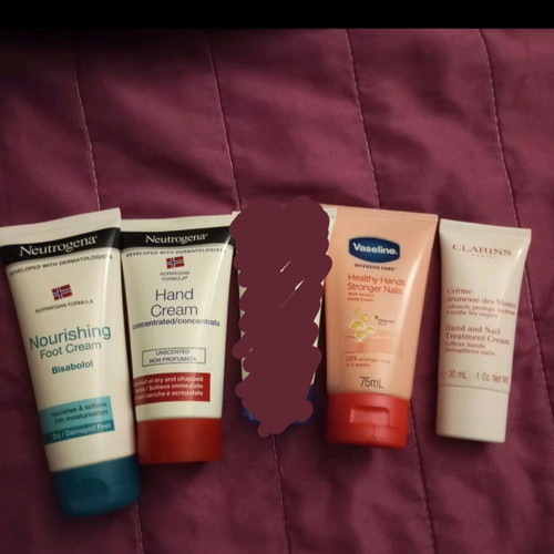 Set of Neutrogena Vaseline Clarins hand and foot creams new