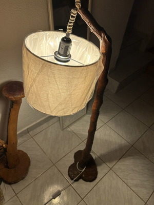 Rustic Floor Lamp handmade from natural wood, 117 cm