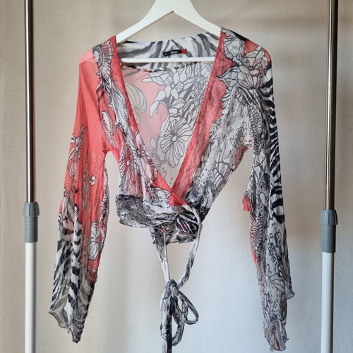Toi&Moi silk blouse, colorful, boho wrap shirt