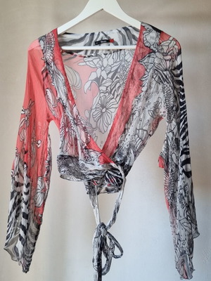Toi&Moi silk blouse, colorful, boho wrap shirt