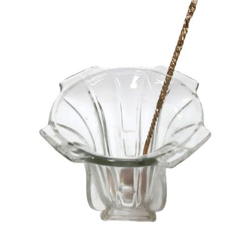 French vintage crystal ice bucket with spoon, like new