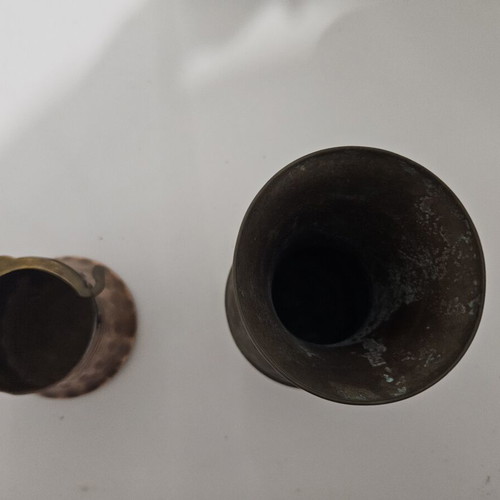 Decorative vase and container with brass handles like new