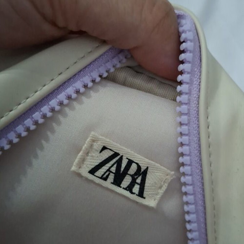 Zara backpack beige with pink, purple and green details