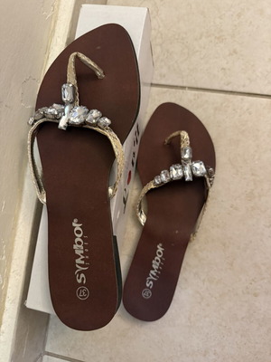 Symbol women's sandals like new, size 37, gold with rhinestones
