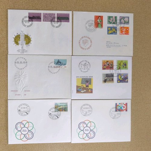 Swiss first day covers like new, set of 6 pieces