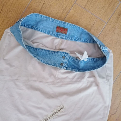 Suede style skirt SOS London Rome new, beige with denim details, size L
