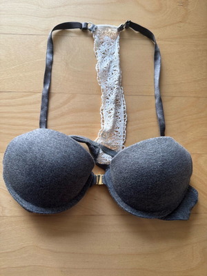 Boho bra like new with lace back gray (80A)