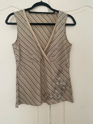 Marks & Spencer vintage silk blend sleeveless blouse top S like new, chocolate brown stripes