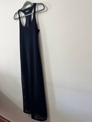 Paranoia black mesh maxi dress with inner mini lining like new