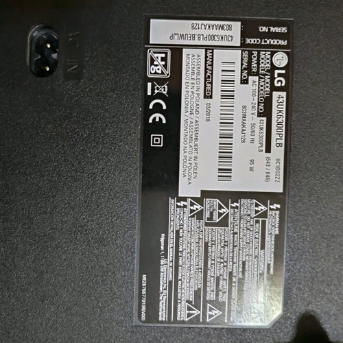 LG 43UK6200PLA TV from broken panel like new