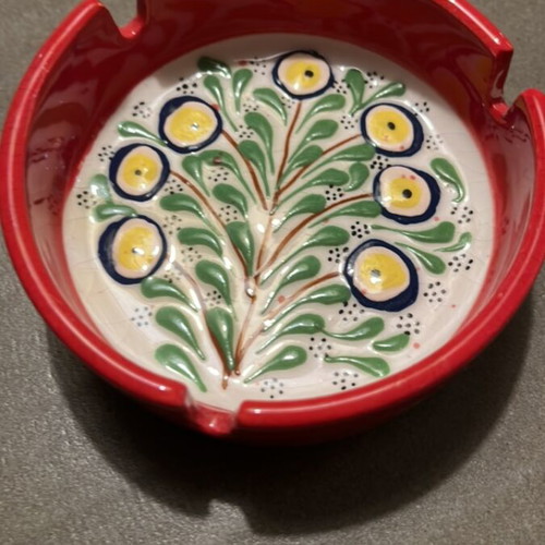 Handmade Painted Ceramic Ashtray new