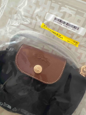 Longchamp handbag new, black with brown