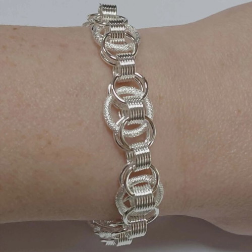 Silver bracelet new, silver plated, 20cm, 10mm thick