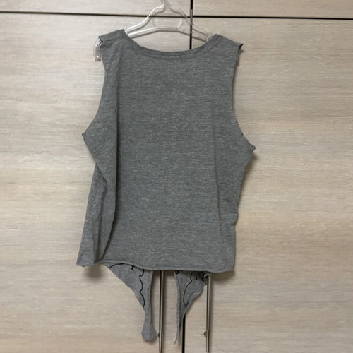 Oysho 100% cotton tank crop top with knot, like new, grey