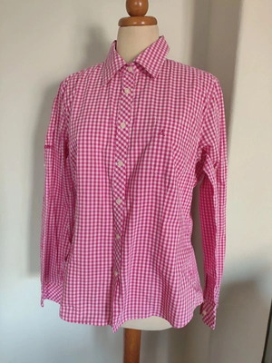 Schoeffel women's pink-white checkered shirt like new, size L/XL
