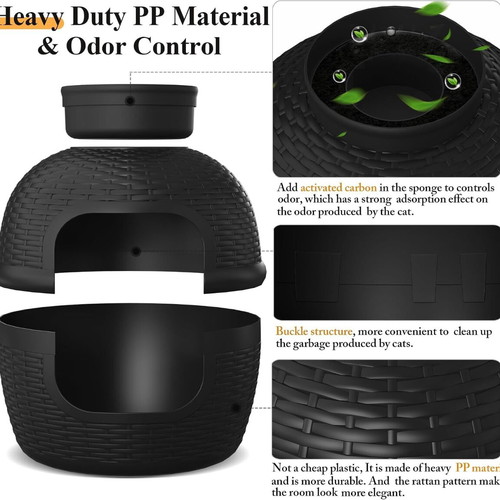 Cat litter box with plant and scoop, new